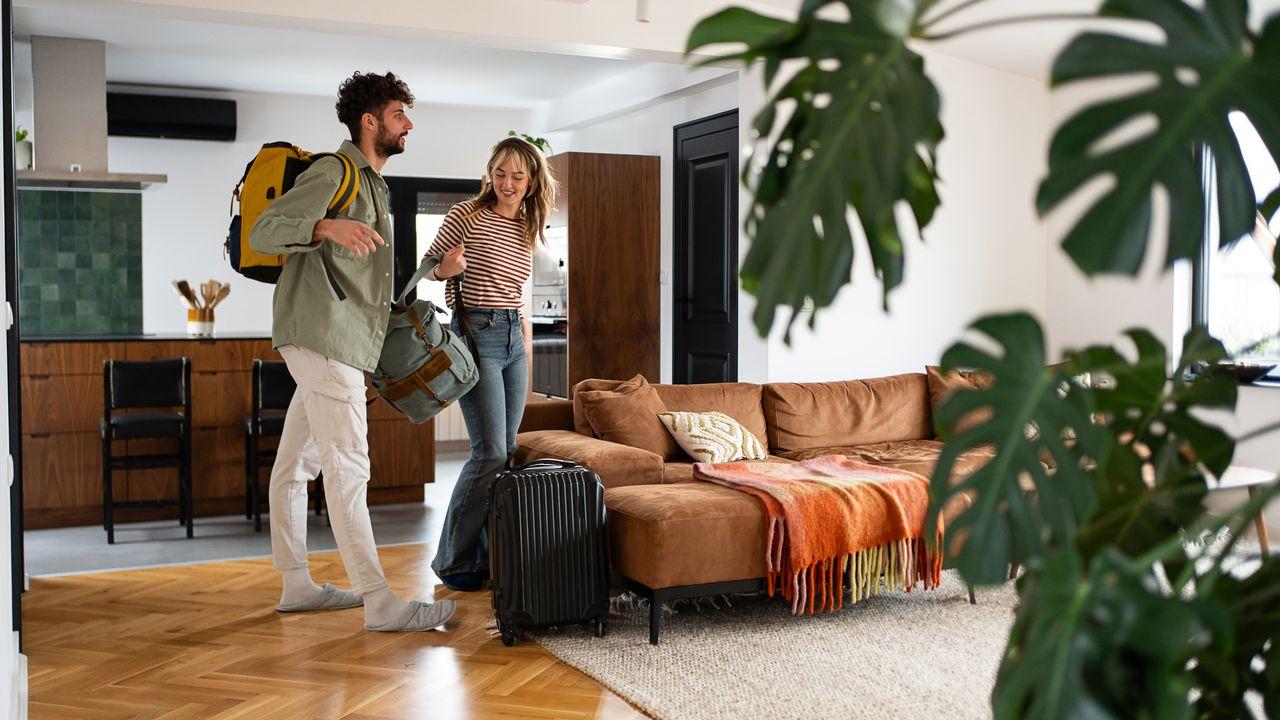Guests arriving at their serviced apartment