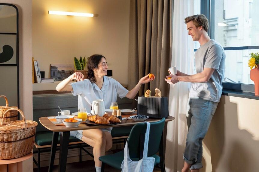 Breakfast in a serviced apartment