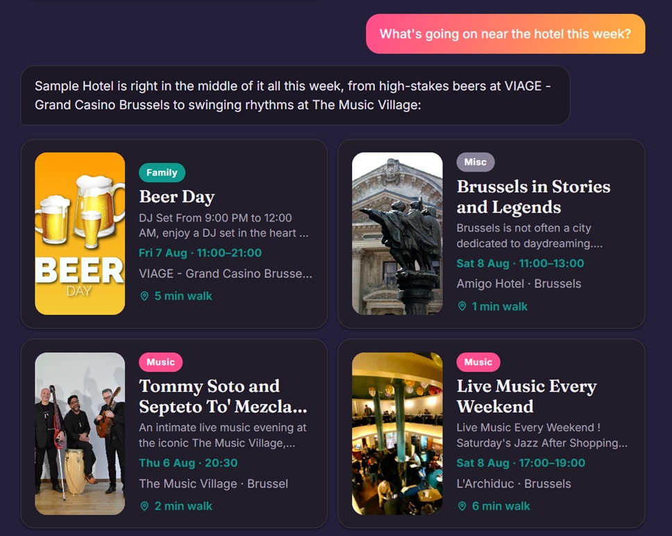 shou answering what's on near the hotel this week